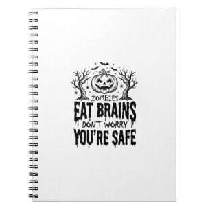 Caderno Espiral Zombies Comem Cérebros Design de Vetor Engraçado d