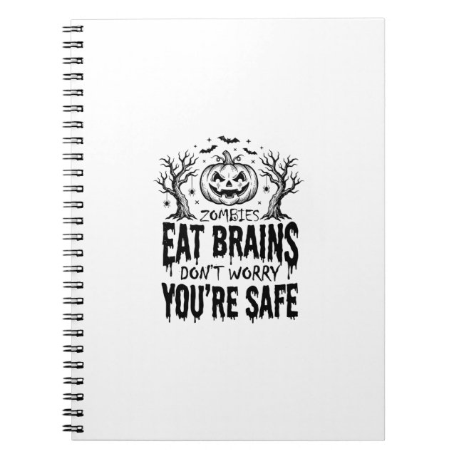 Caderno Espiral Zombies Comem Cérebros Design de Vetor Engraçado d (Frente)