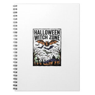 Caderno Espiral Zona de Bruxa de Halloween Cemitério Vintage Morce