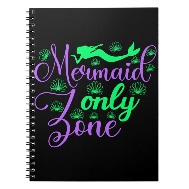 Caderno Espiral Zona Somente Sereia em Neon Verde e Roxo (Frente)