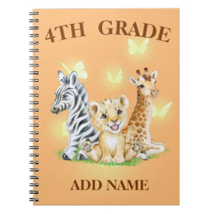 Caderno Espiral Zoológico selvagem Neon do 4º Grau Volta à Escola