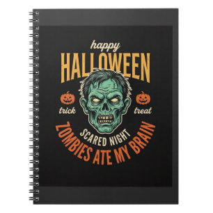 Caderno Espiral Zumbis do Halloween Comeram Meu Cérebro