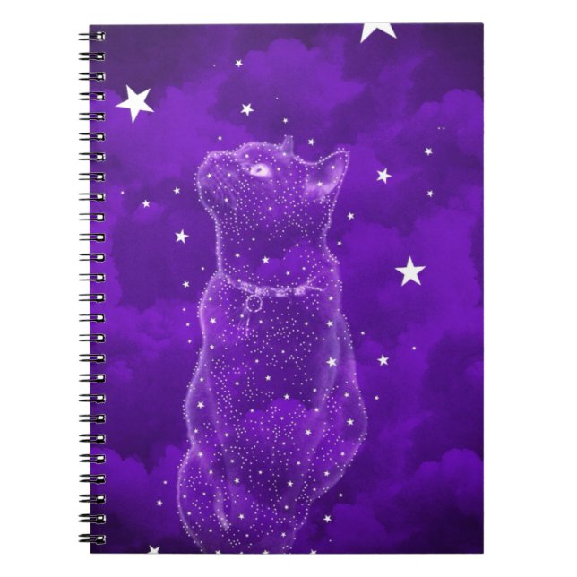Caderno estrelado do gato, roxo (Frente)
