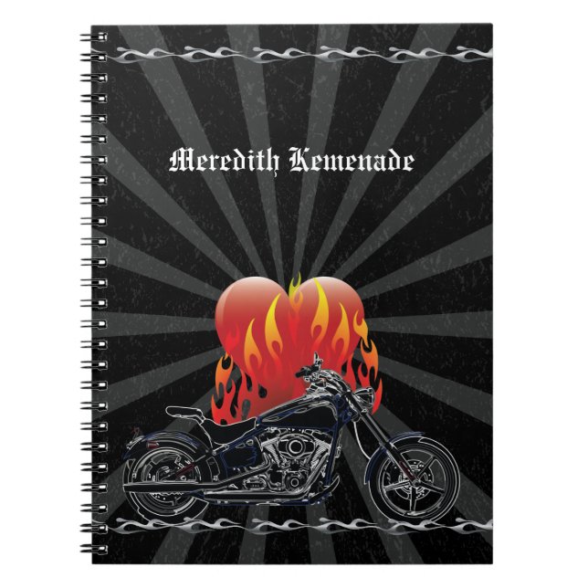 Caderno flamejante do motociclista do amor (Frente)