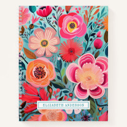 Caderno Floral Botânico Cor-de-Rosa Fofo