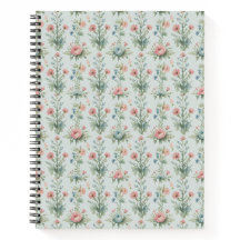 Caderno Floral de Flores Silvestres Vintage | Aqua