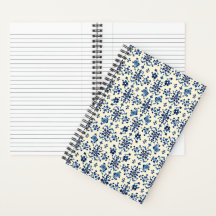 Caderno Floral de Porcelana Azul e Branco Chinesic