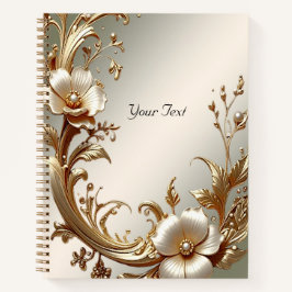 Caderno Floral Dourado