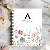 Caderno Floral Elegante e Sofisticado Inicial