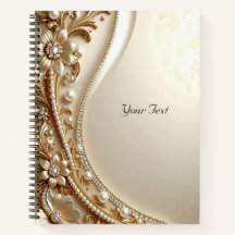 Caderno Floral Ornamentado em Ouro Elegante
