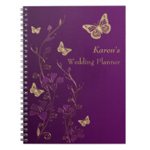 Caderno floral personalizado da borboleta Dourado