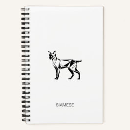 Caderno Geométrico Minimalista de Gato Siames de C
