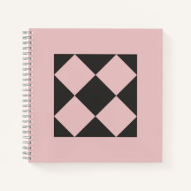 Caderno Geométrico Rosa Empoeirado e Preto Carvão