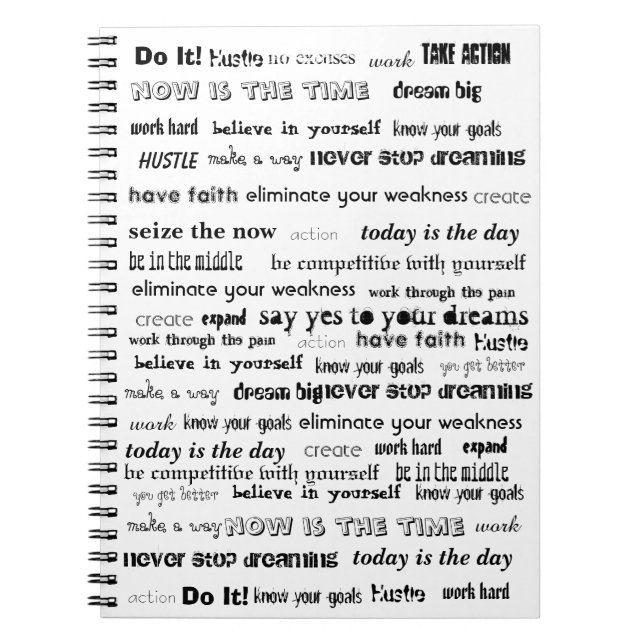 Caderno inspirador grande ideal da tipografia (Frente)