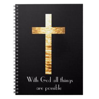 Caderno Jornal Espiral Cruz Dourada Com Deus