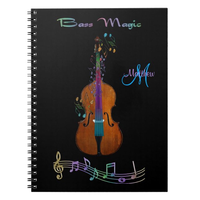 Caderno mágico baixo personalizado da música (Frente)