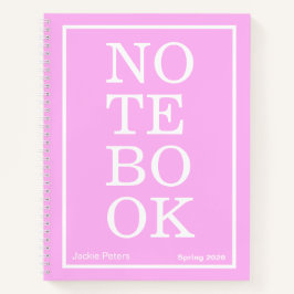 Caderno "NOTEBOOK" Grande Rosa Bubblegum Moderno