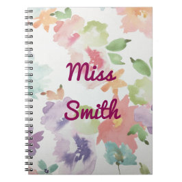 Caderno personalizado algumas flores da Aquarela