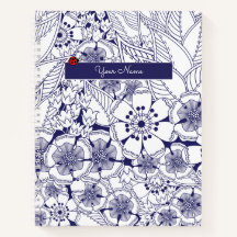 Caderno Personalizado Azul Branco Elegante