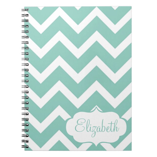 Caderno personalizado Chevron azul e branco (Frente)