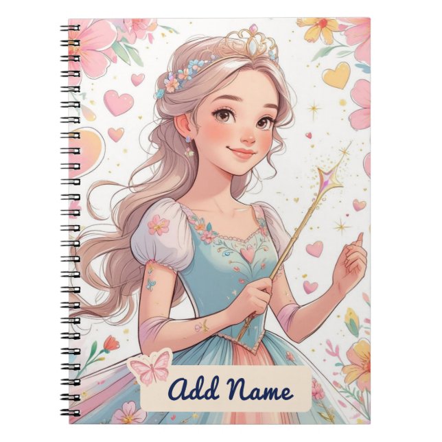 Caderno Personalizado da Princesa – Adicionar Nome (Frente)