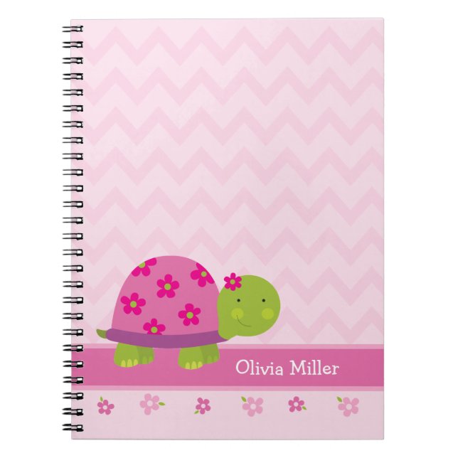 Caderno personalizado da tartaruga rosa bonito (Frente)