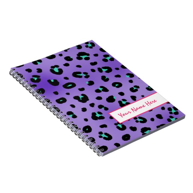 Caderno personalizado do leopardo espiral roxa (Lado Direito)
