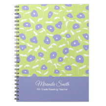 Caderno Personalizado Floral Azul e Verde Moderno