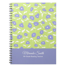 Caderno Personalizado Floral Azul e Verde Moderno
