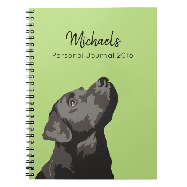Caderno personalizado Labrador preto do Diário (Frente)