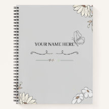 Caderno Personalizado Minimalista Floral Borboleta