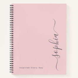 Caderno Personalizado Minimalista Rosa Espiral Nom