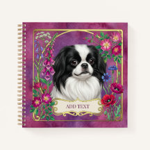 Caderno Personalizado Pink Japanese Chin Preto e B