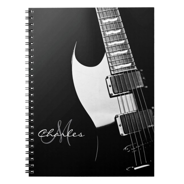 Caderno personalizado preto e branco da música da (Frente)