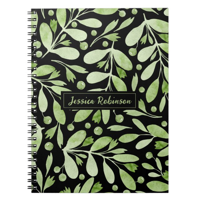 Caderno Personalizado Preto Espiral Verde de Verão (Frente)