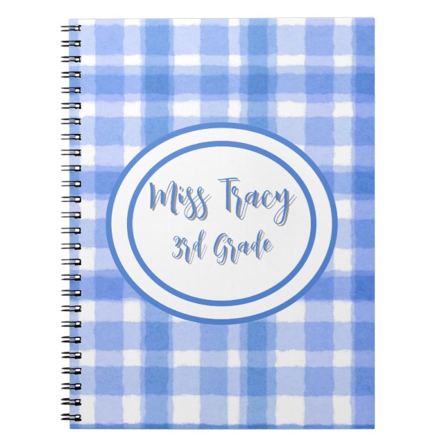 Caderno Personalizado Xadrez Azul Pastel (Frente)