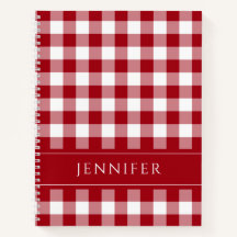 Caderno Personalizado Xadrez Vermelho e Branco Gin