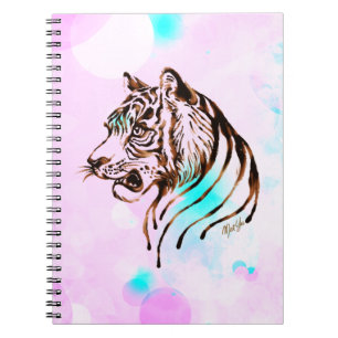 Caderno pintado mão bonito da arte do tigre do
