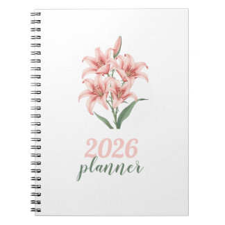 Caderno Planeador Espiral de Lírio Rosa Fofo