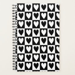 Caderno Planejador de Amor Corações Preto e Branco