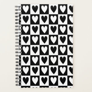 Caderno Planejador de Amor Corações Preto e Branco