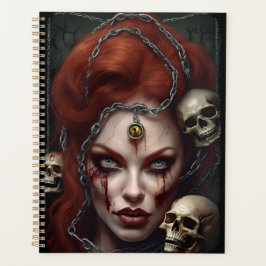 Caderno Planejador Semanal Gótico de Cabelo Vermel