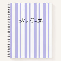 Caderno Roxo com Padrão de Listras em Pastel