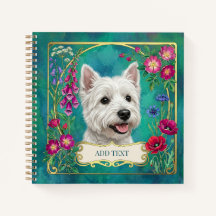 Caderno Teal Personalizado do Cão West Highland