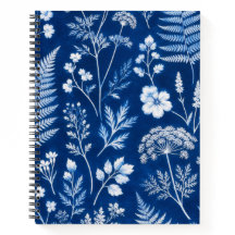 Caderno Universitário Azul Botânico Floral