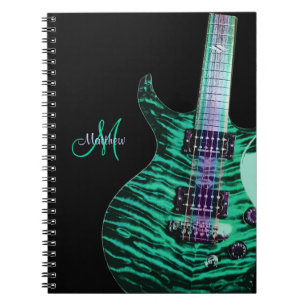 Caderno verde personalizado da música da guitarra