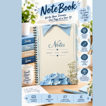 Caderno Vintage Nivea literatura | Floral Azul