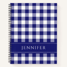 Caderno Xadrez Azul e Branco com Nome