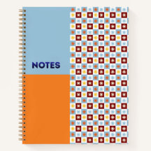 Caderno Xadrez Explosão Solar Laranja Azul-Celeste