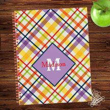 Caderno Xadrez Monograma Bright School Roxo